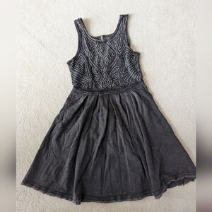 Free People Dark Gray Mini Dress Gith Grunge Whimsigoth